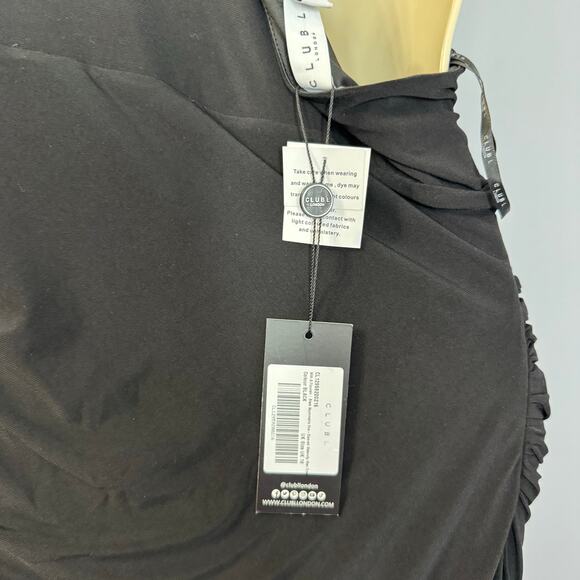 Club L London With A Flourish Black Asymmetric Sleeve Maternity Maxi Dress 12 - Picture 10 of 13